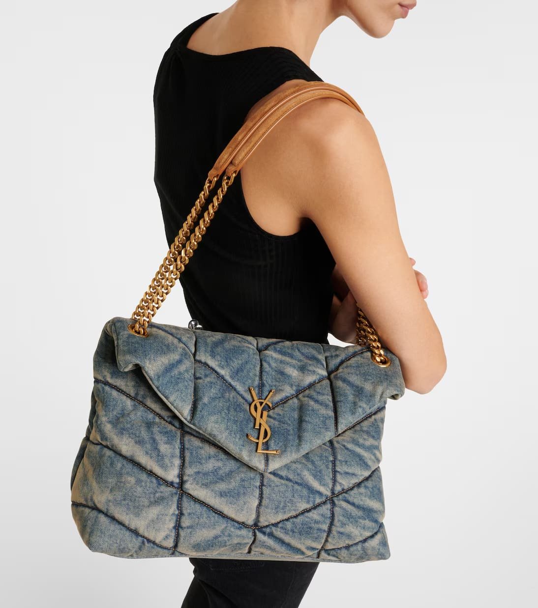 Sa1nt Lau*nt PUFFER SMALL IN SUEDE AND DENIM