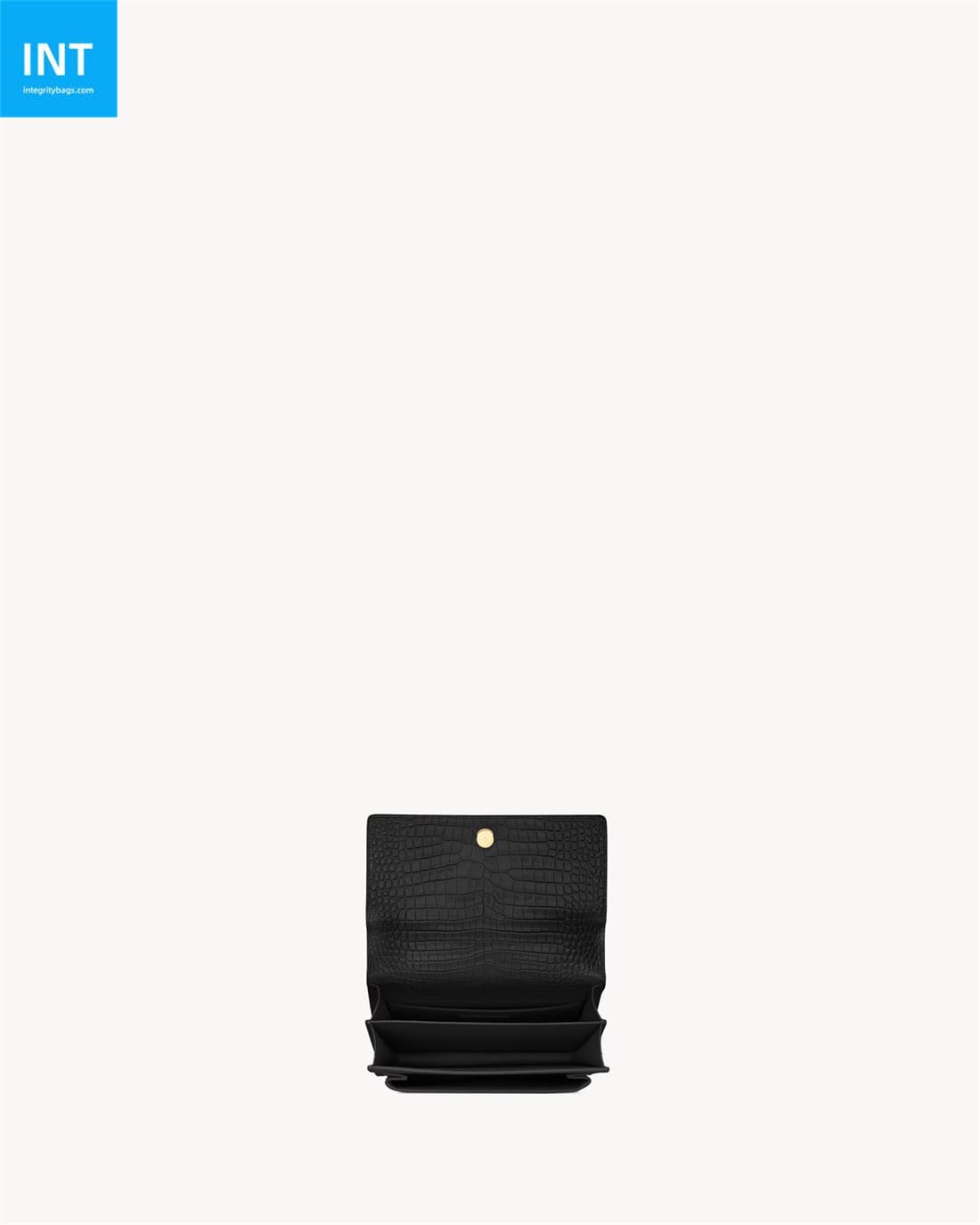 Sa1nt Lau*nt SUNSET MEDIUM IN CROCODILE-EMBOSSED LEATHER