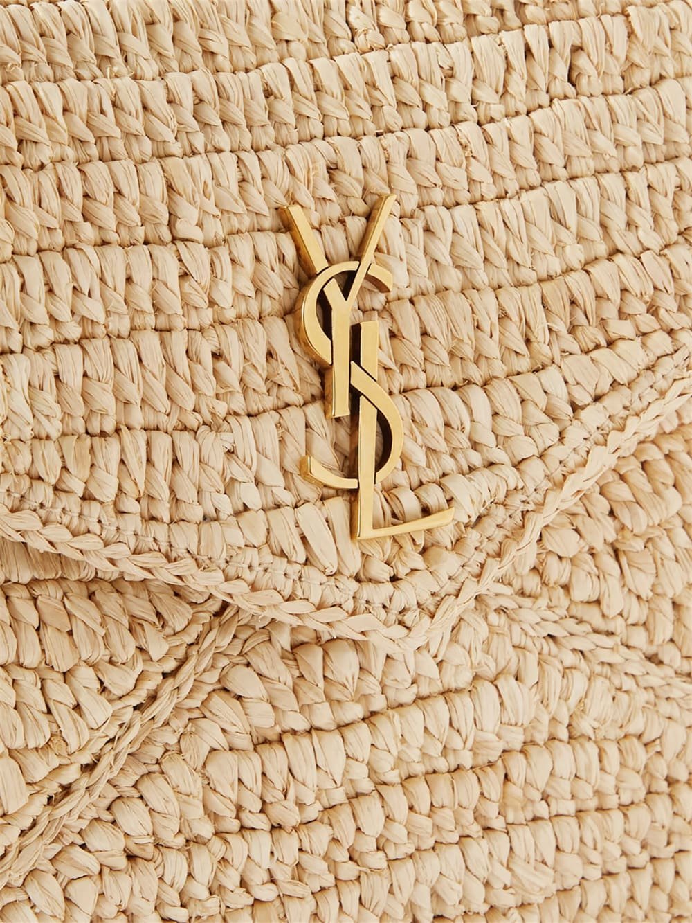 Sa1nt Lau*nt Cassandre Large Envelope Pouch in Raffia