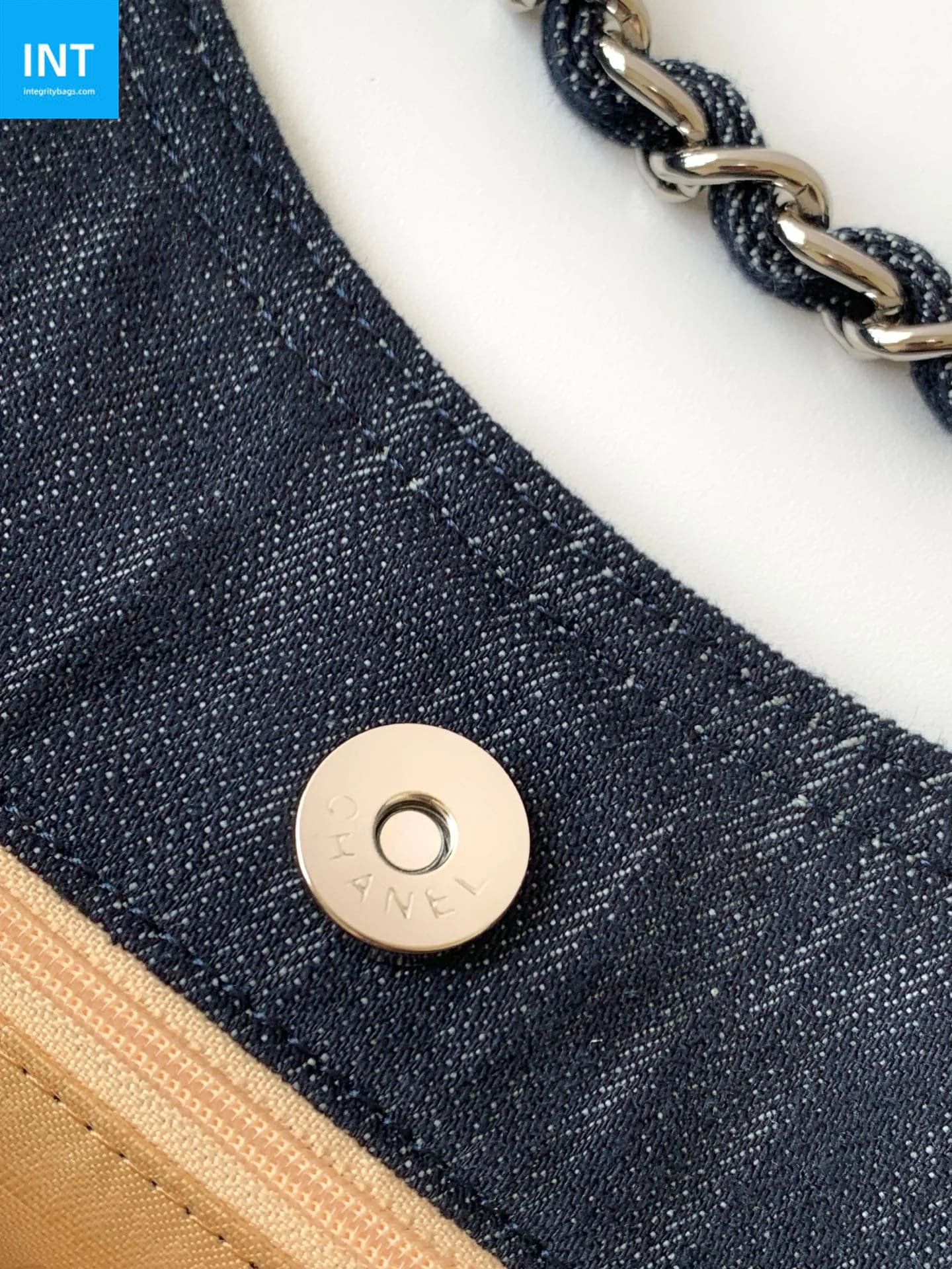 Ch**el 25 Tote Bag Navy Blue 48cm Denim Leather