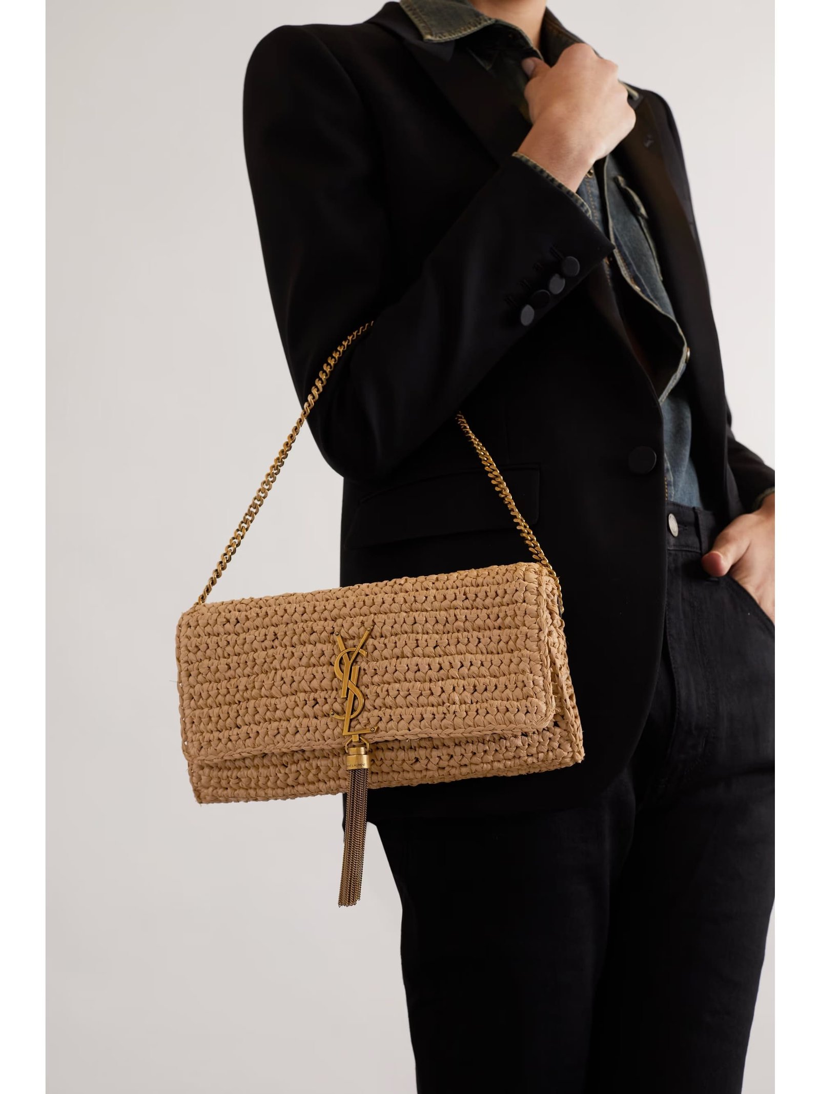 Sa1nt Lau*nt kate 99 tassel in raffia
