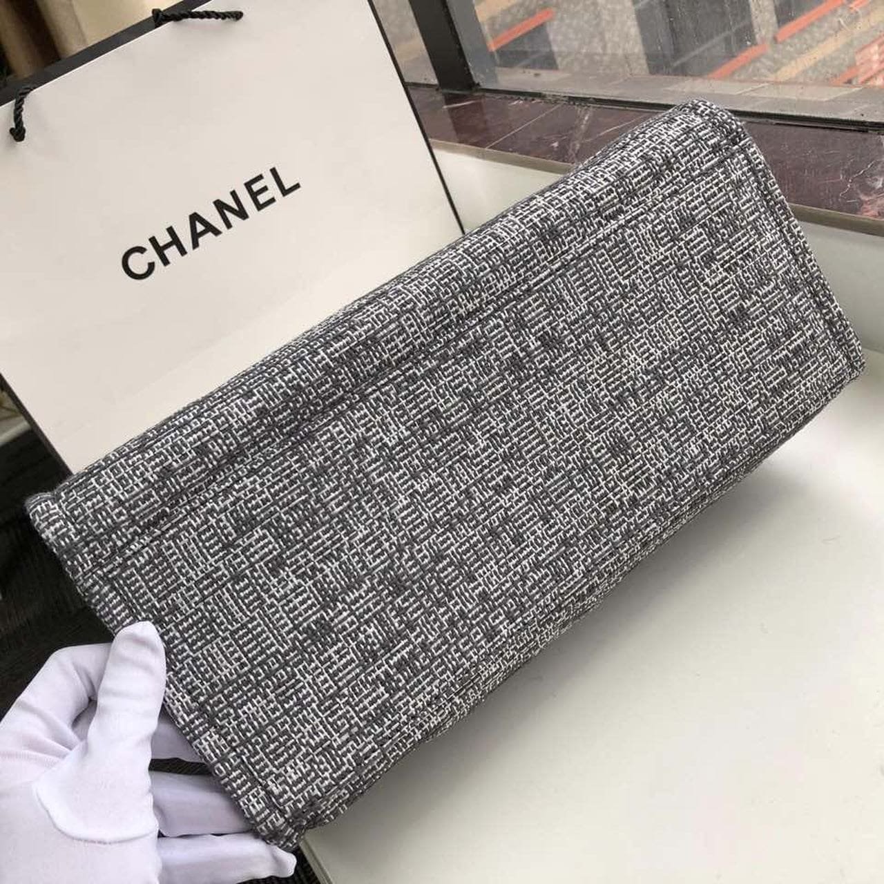 Ch**el Deauville Tote Raffia Canvas Bag