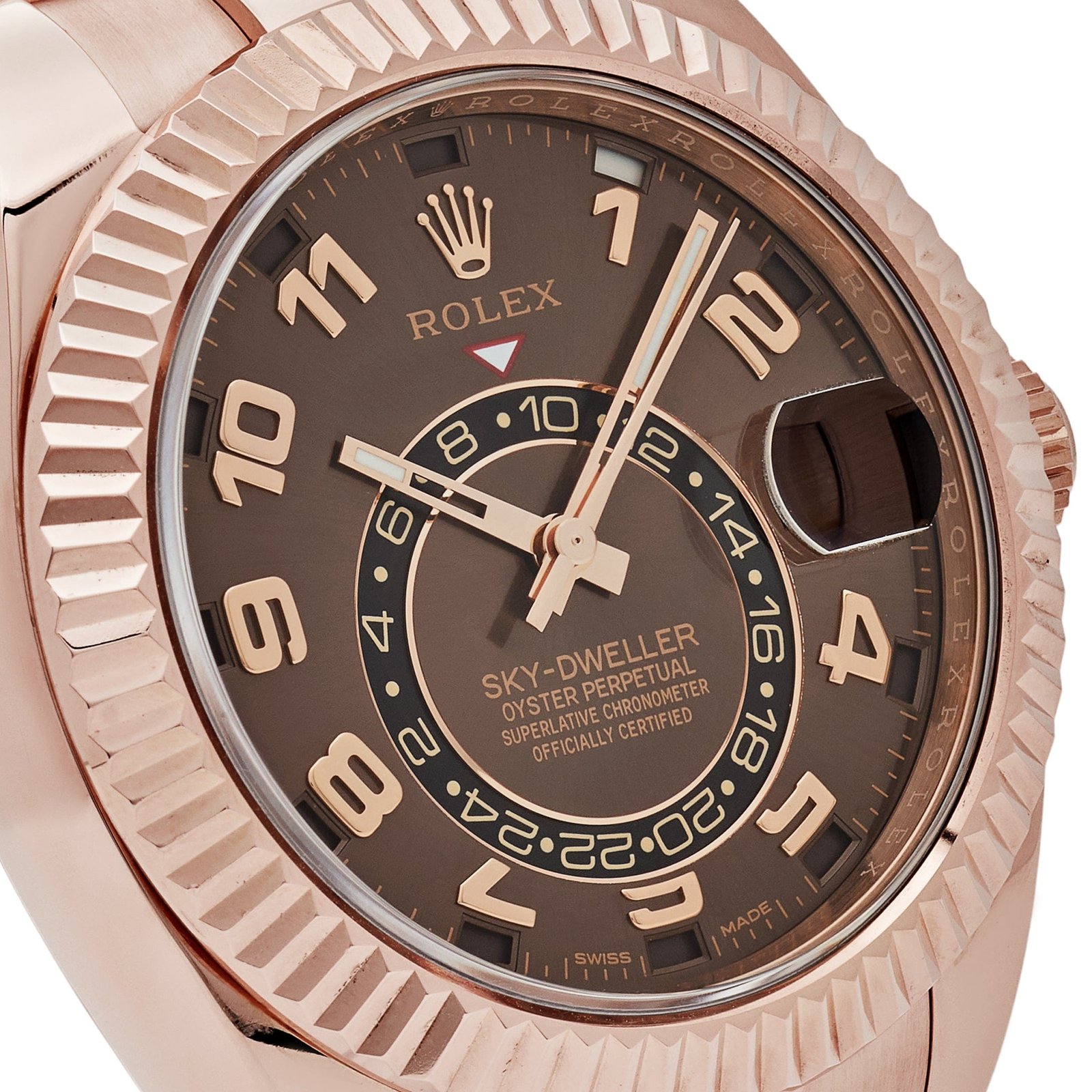 R01ex Sky-Dweller 326935 Rose Gold Chocolate Arabic Numeral Dial