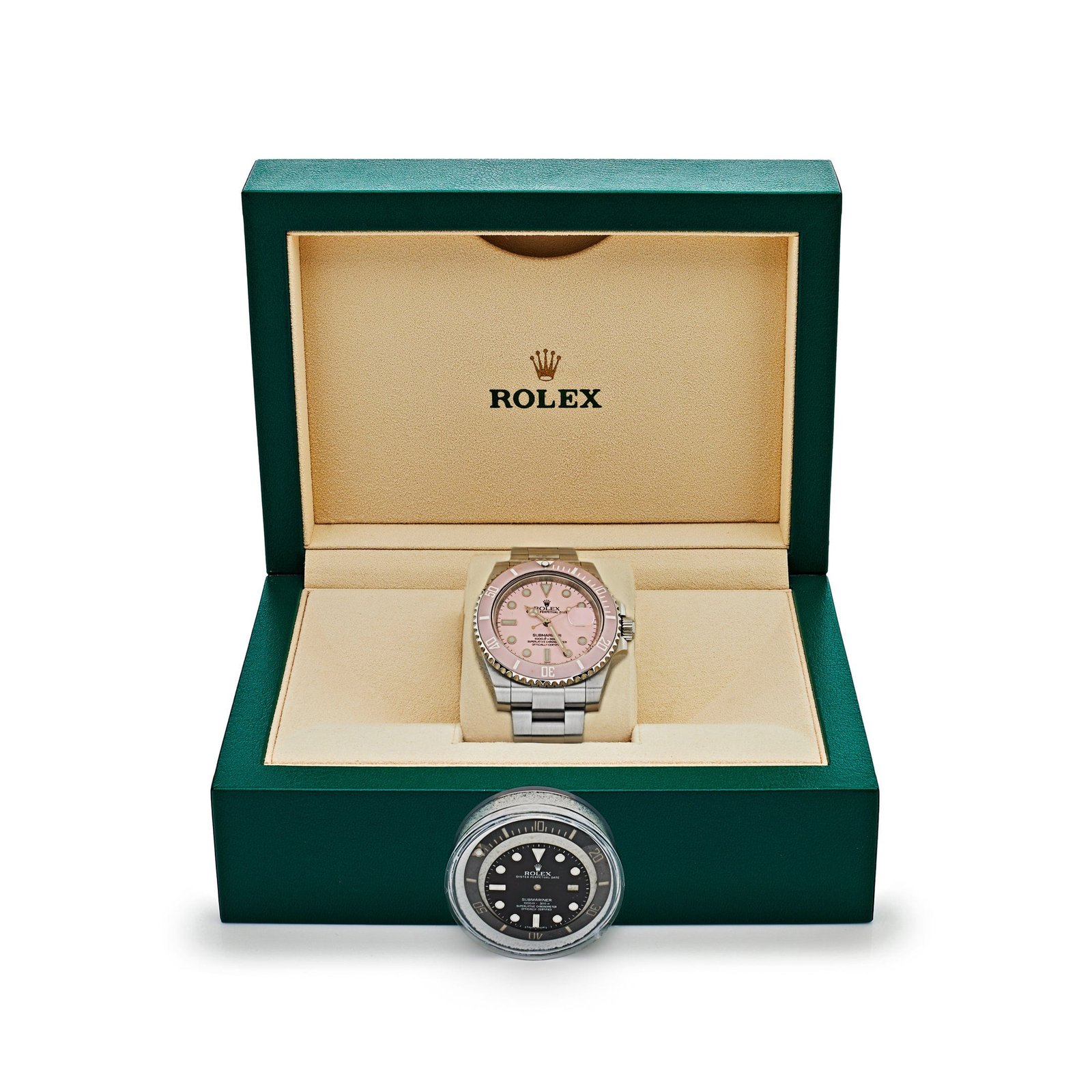 R01ex Submariner Date 116610LN Stainless Steel Aftermarket Custom Made Pink Dial and Bezel