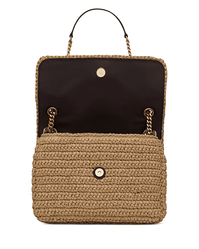 Sa1nt Lau*nt Niki Medium Chain Bag in Raffia and Leather