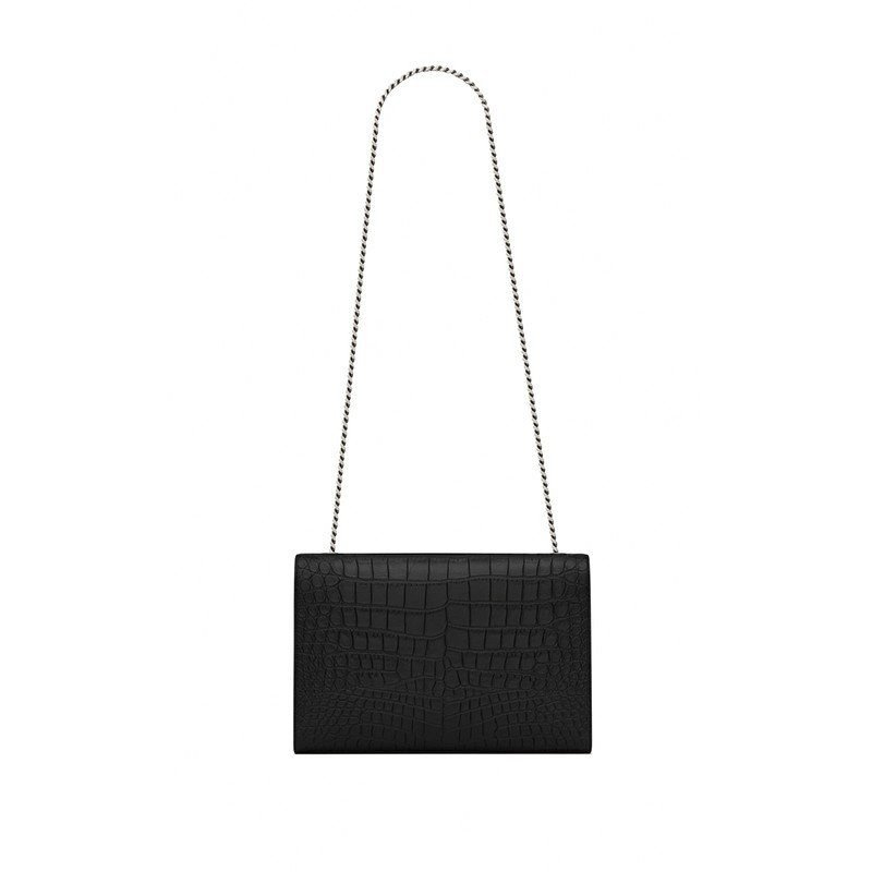 Sa1nt Lau*nt Large Kate Chain Bag In Black Crocodile Embossed L