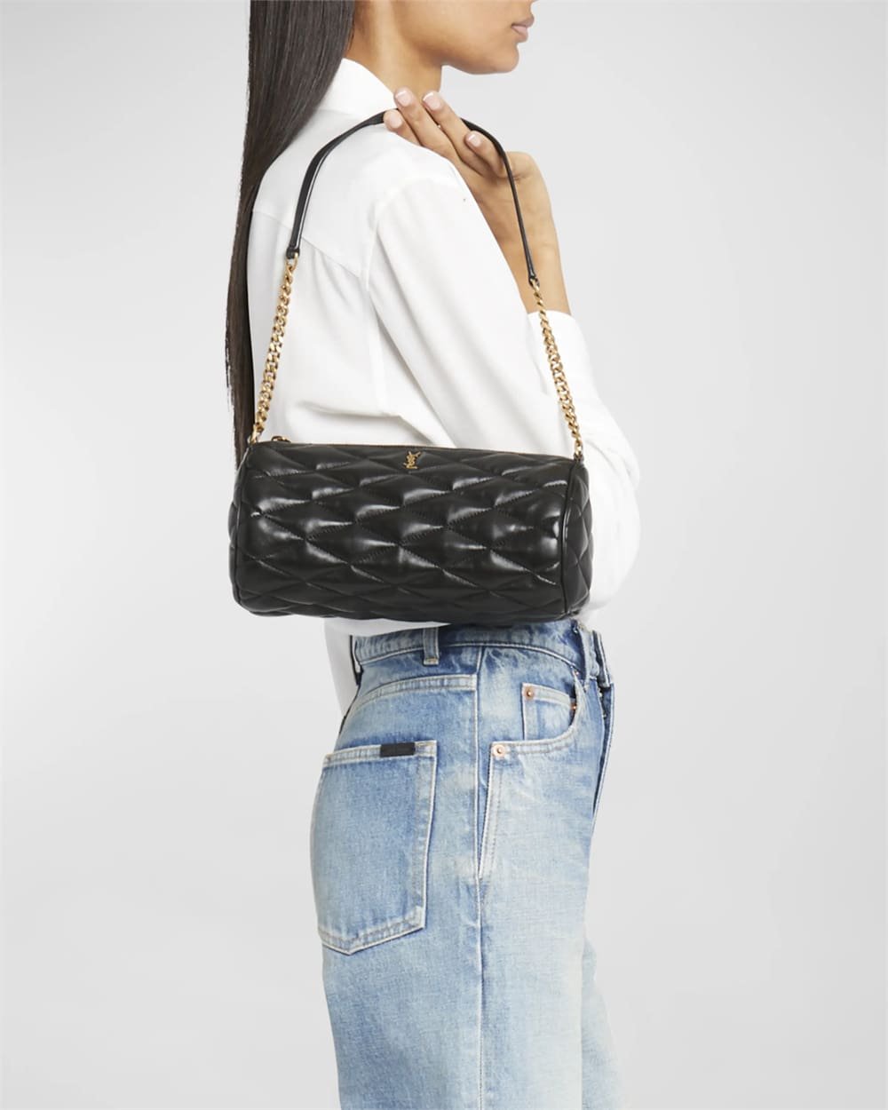 Sa1nt Lau*nt Sade Medium Y51 Tube Shoulder Bag in Quilted Smooth Leather
