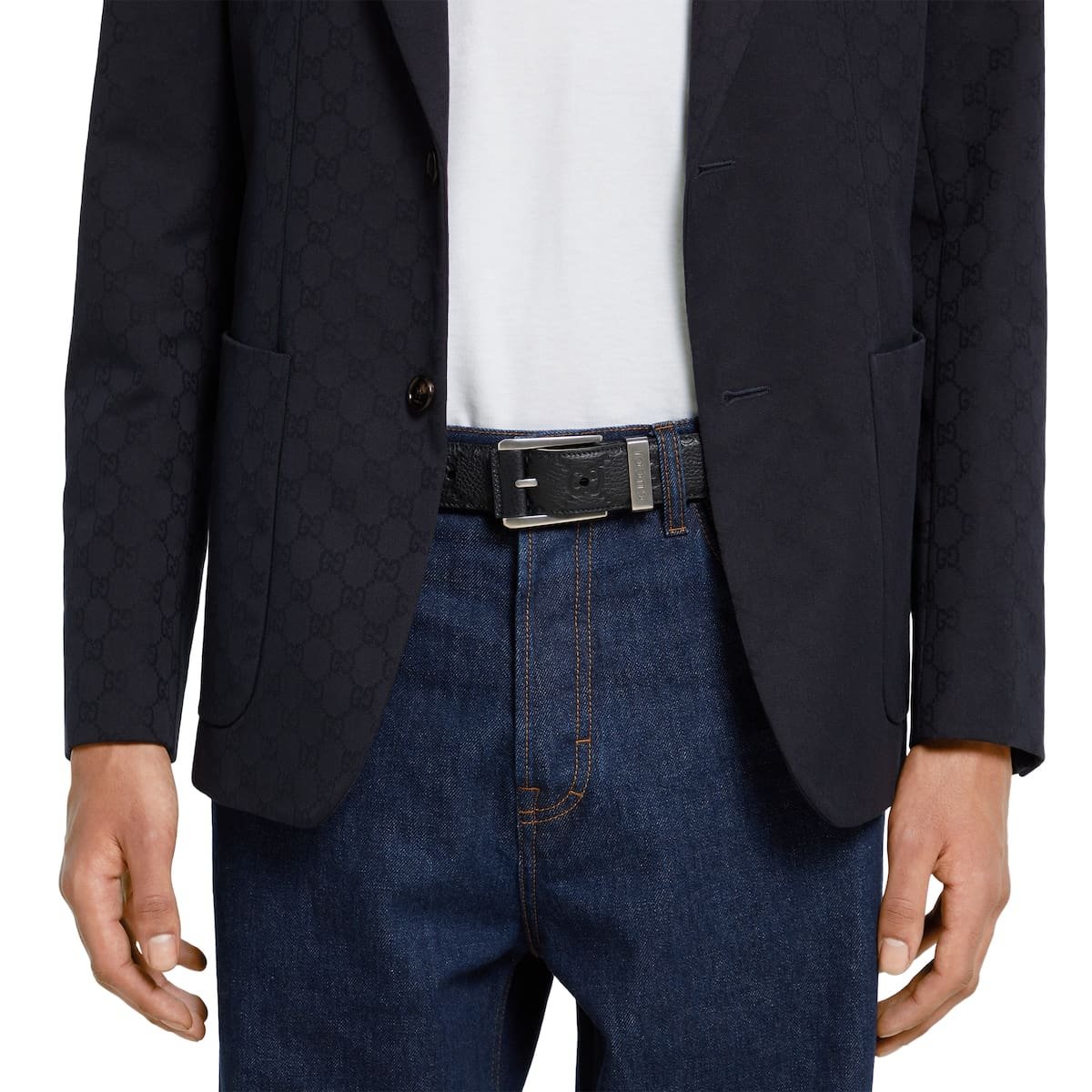 Gvc*1 Embossed GG belt with squared buckle