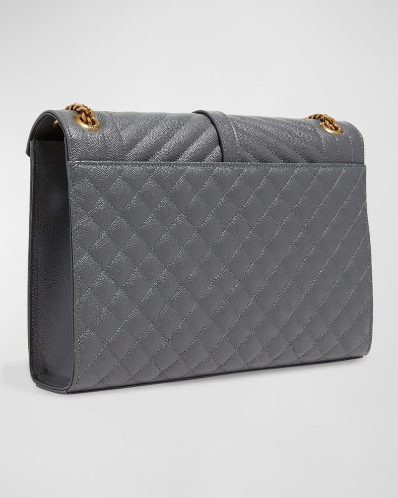 Sa1nt Lau*nt Envelope Triquilt Large Y51 Shoulder Bag in Grained Leather