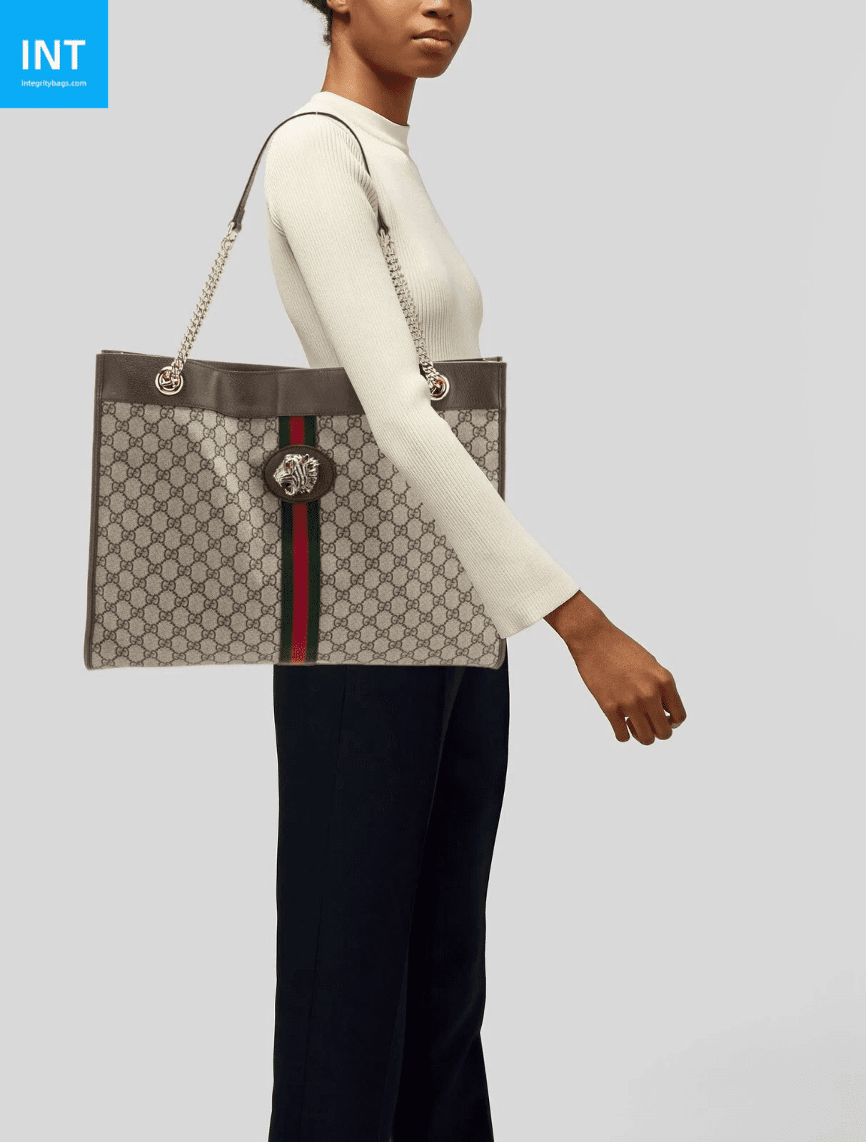 Gvc*1 Rajah Tiger Large Tote Lion Beige Logo GG Bag