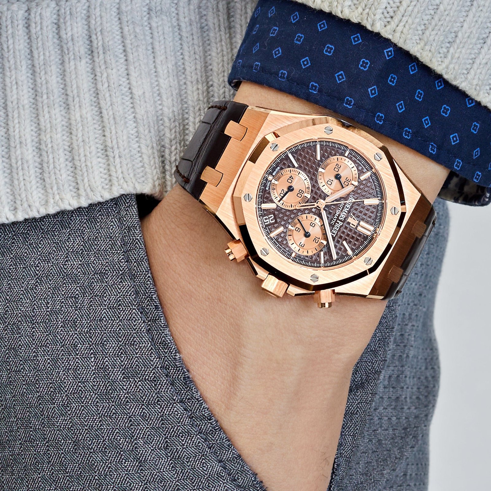 Audemars P1g*et Royal Oak Selfwinding Chronograph Rose Gold Brown Dial 26239OR.OO.D821CR.01