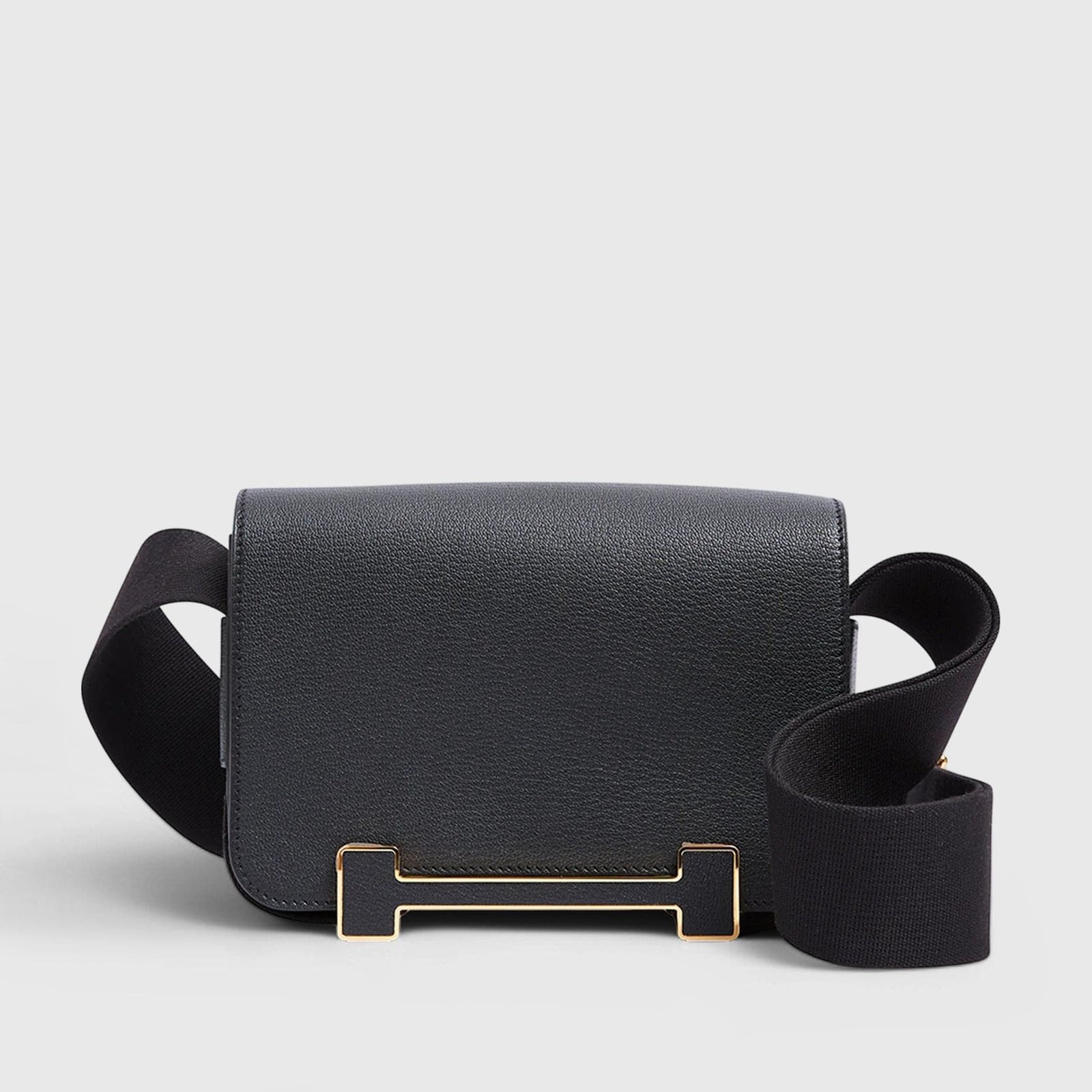 H**me5 Geta Bag Chevre Black Gold Hardware