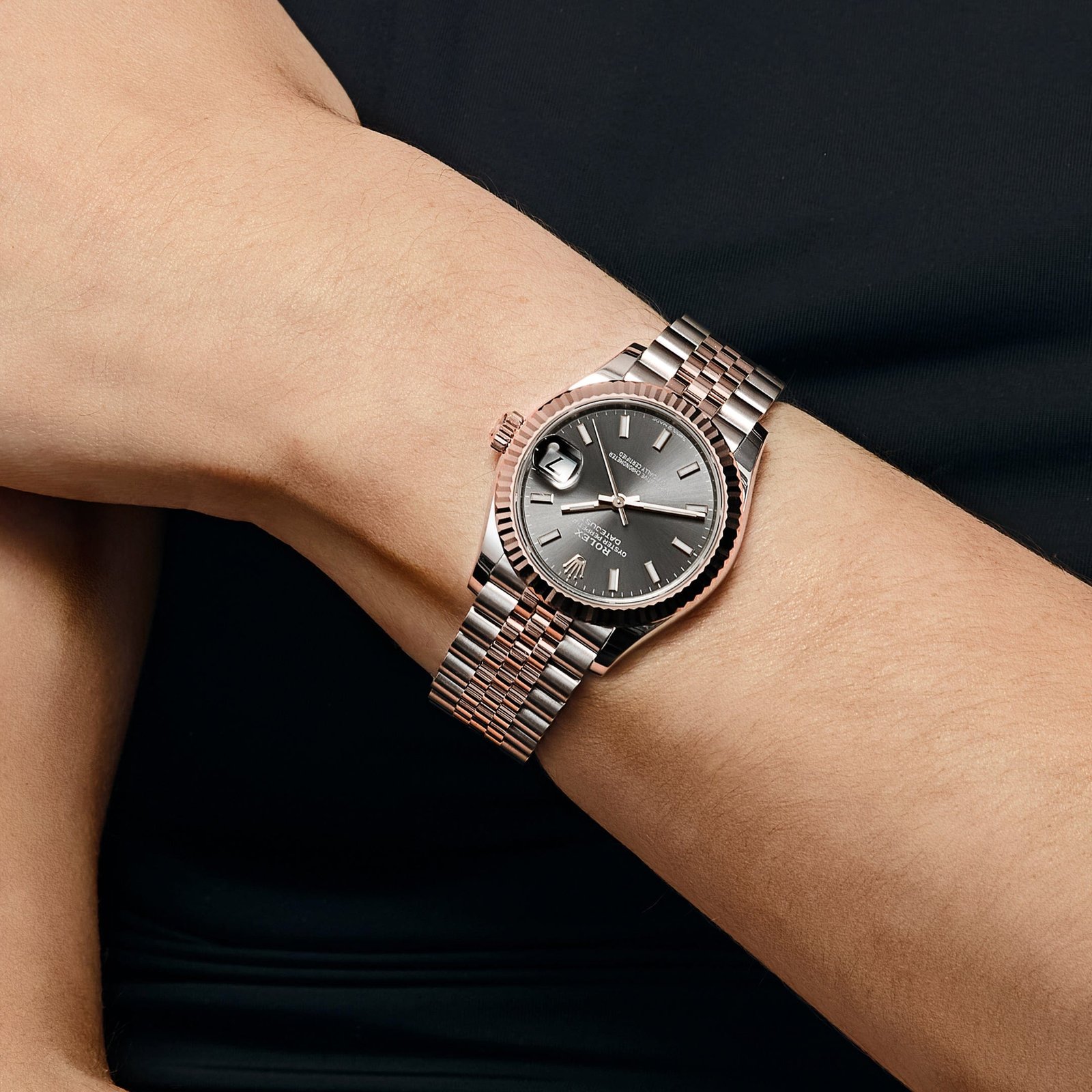 R01ex Datejust 31 278271 ‘Ladies’ Stainless Steel Rose Gold Slate Dial (2025)