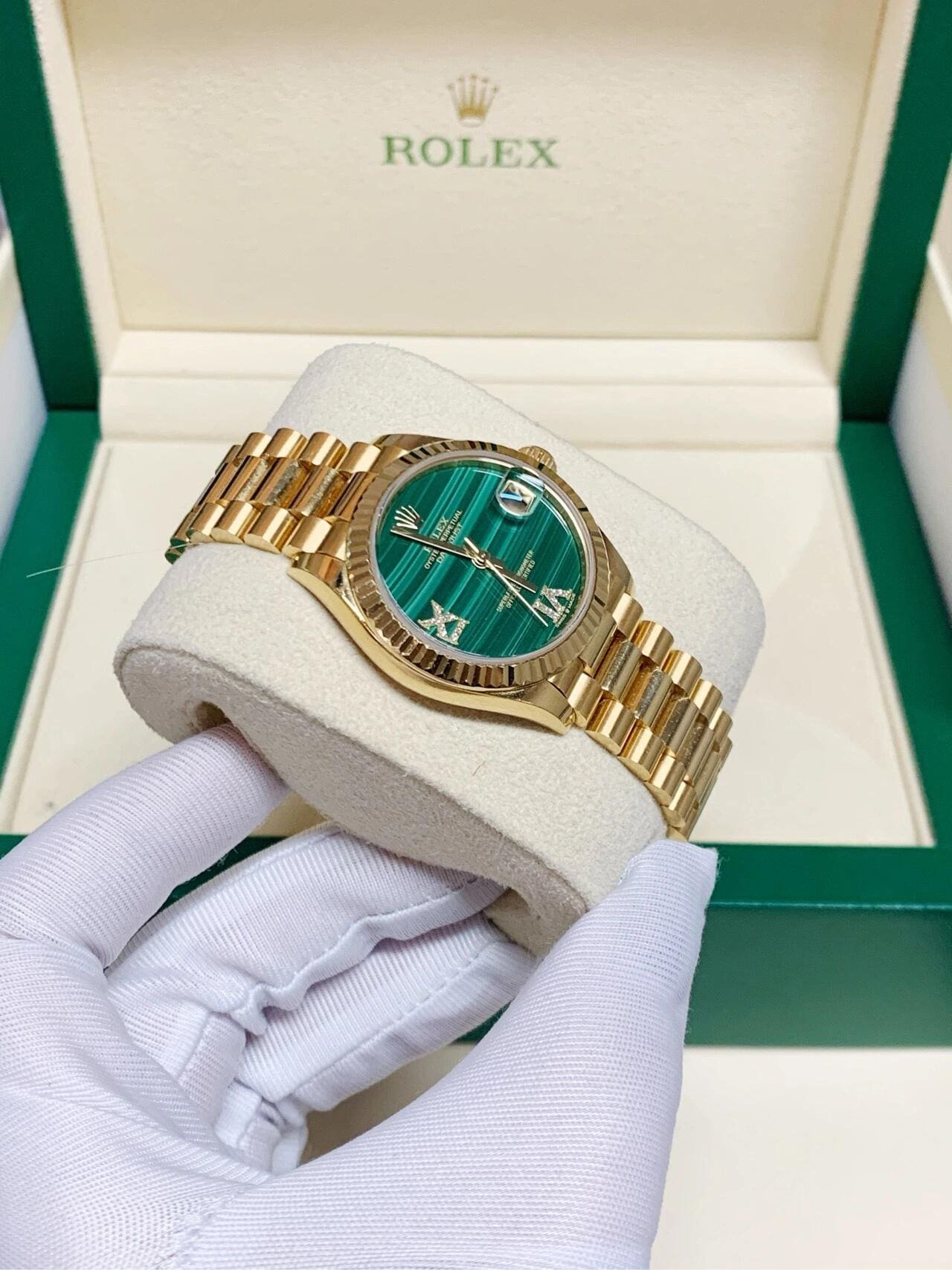 R01ex Datejust 31 278278 ‘Ladies’ Yellow Gold Malachite D1am0nd Dial (2021)