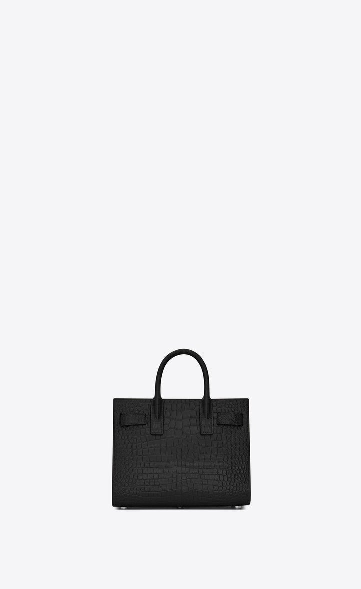 Sa1nt Lau*nt SAC DE JOUR NANO CROCODILE-EMBOSSED LEATHER BAG