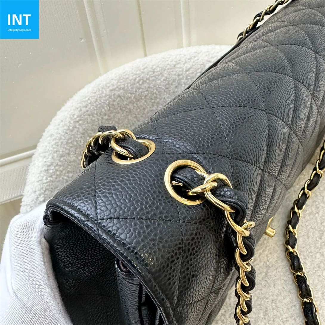 Ch**el Classic Maxi Handbag GRAINED CALFSKIN & GOLD METAL