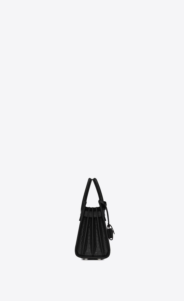 Sa1nt Lau*nt SAC DE JOUR NANO CROCODILE-EMBOSSED LEATHER BAG