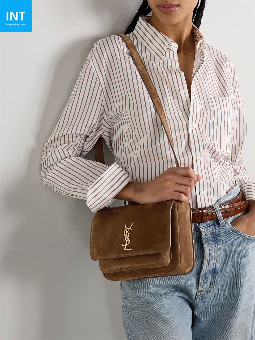 Sa1nt Lau*nt Niki suede shoulder bag