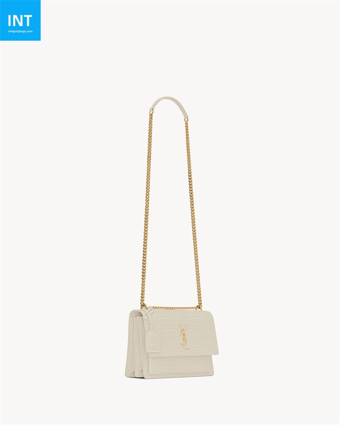 Sa1nt Lau*nt SUNSET MEDIUM IN CROCODILE-EMBOSSED LEATHER