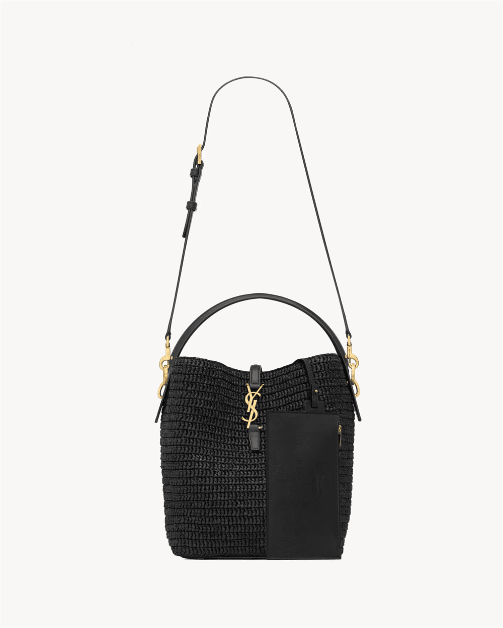 Sa1nt Lau*nt le 37 in woven raffia and vegetable-tanned leather