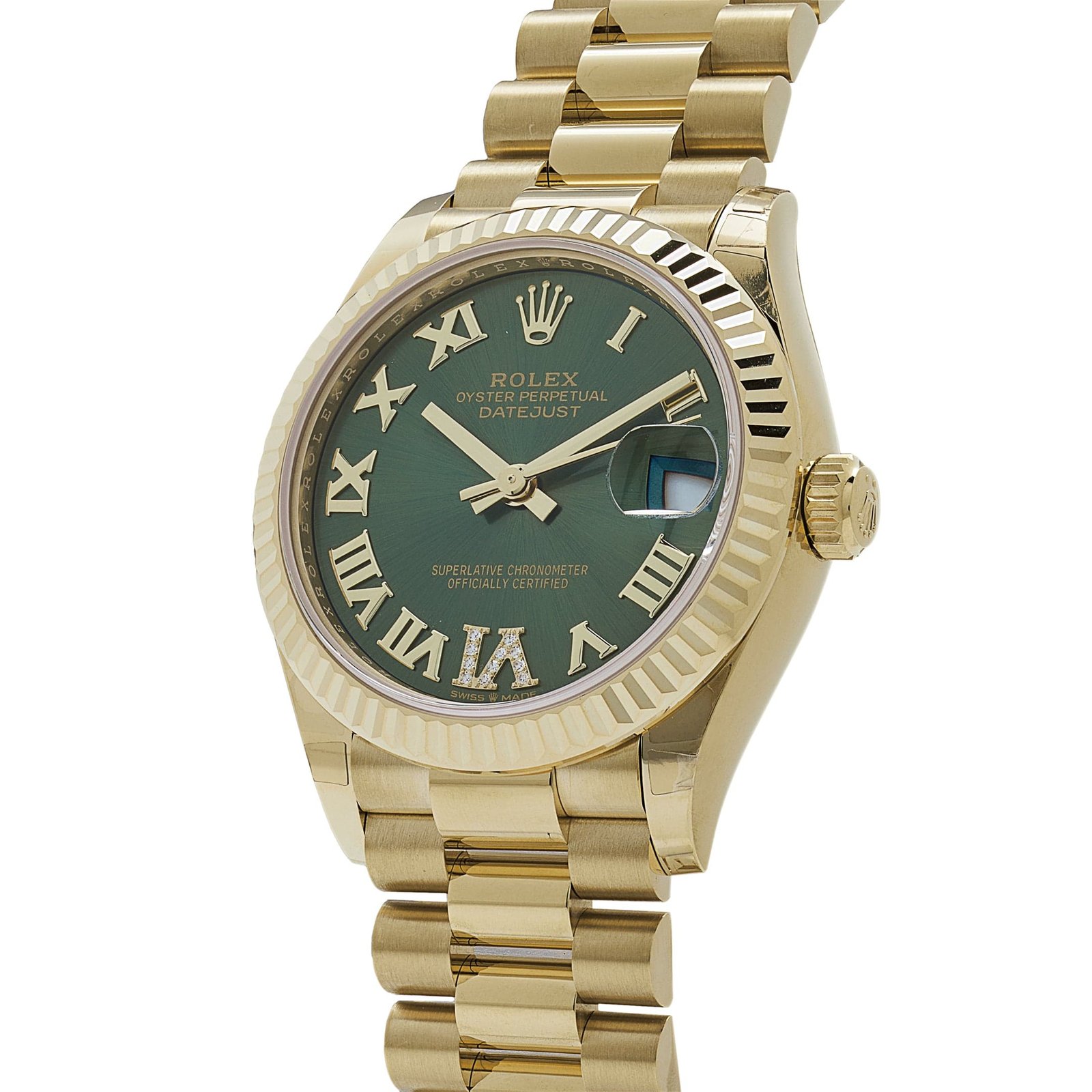 R01ex Datejust 31 278278 ‘Ladies’ Yellow Gold D1am0nd Green Dial President (2023)
