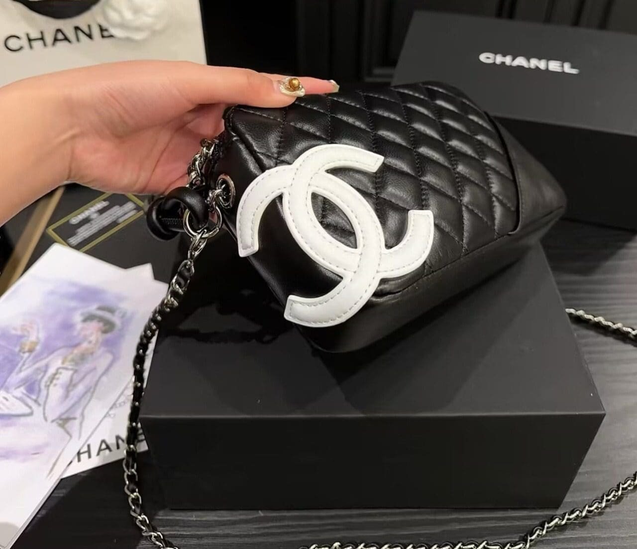 Ch**el Cambon leather handbag