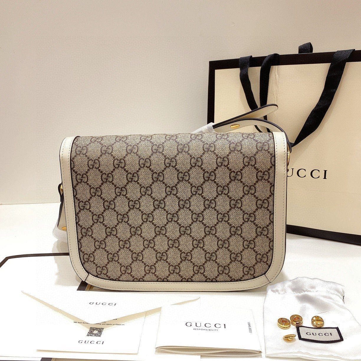 Gvc*1 Horsebit 1955 Shoulder Bag 602204 White