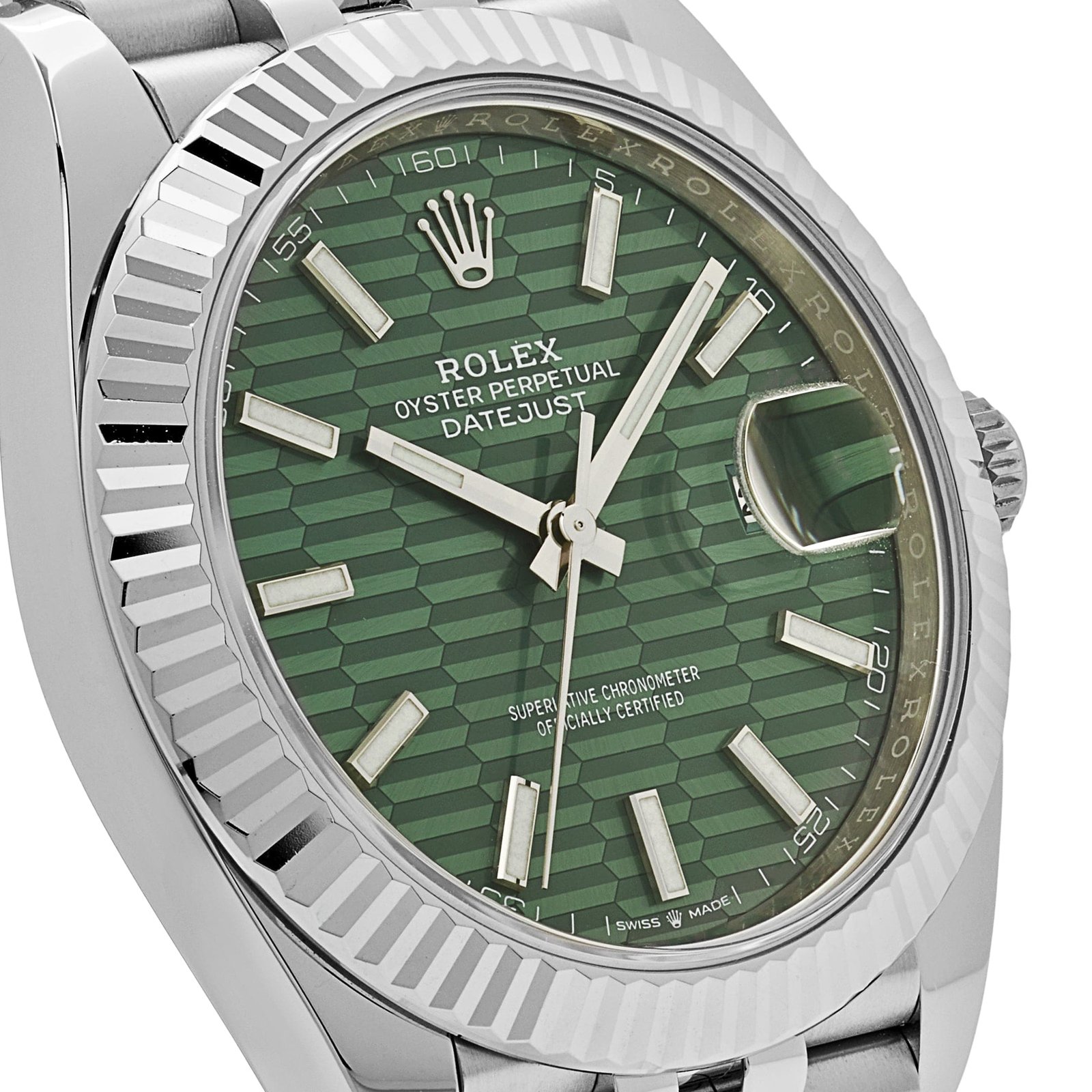 R01ex Datejust 41 126334 Stainless Steel Fluted Motif Green Dial Jubilee