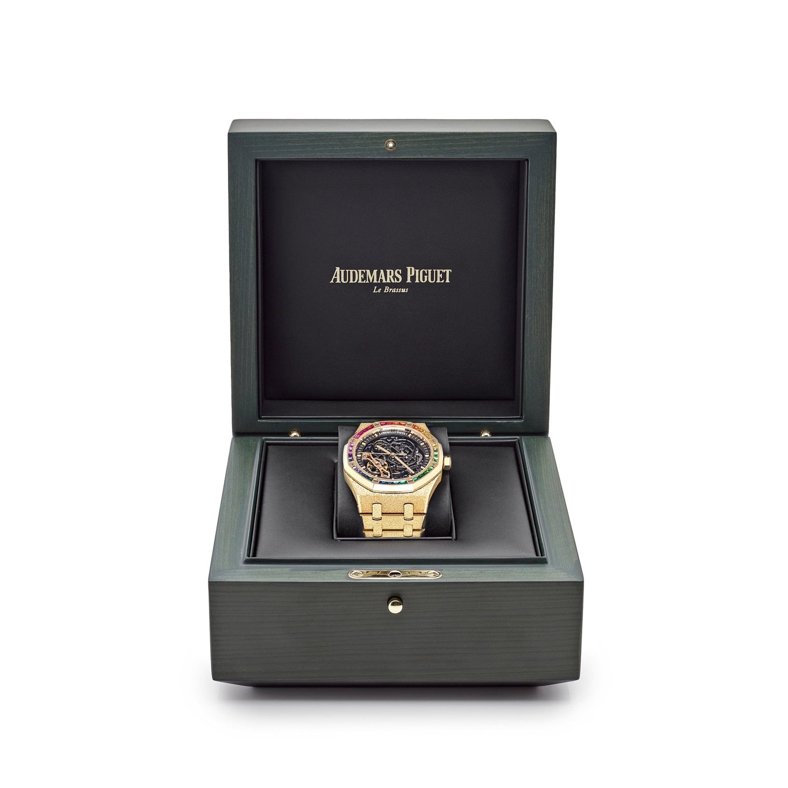 Audemars P1g*et Royal Oak 15412BA.YG.1224BA.01 Rainbow Baguette Frosted Yellow Gold Double Balance Wheel