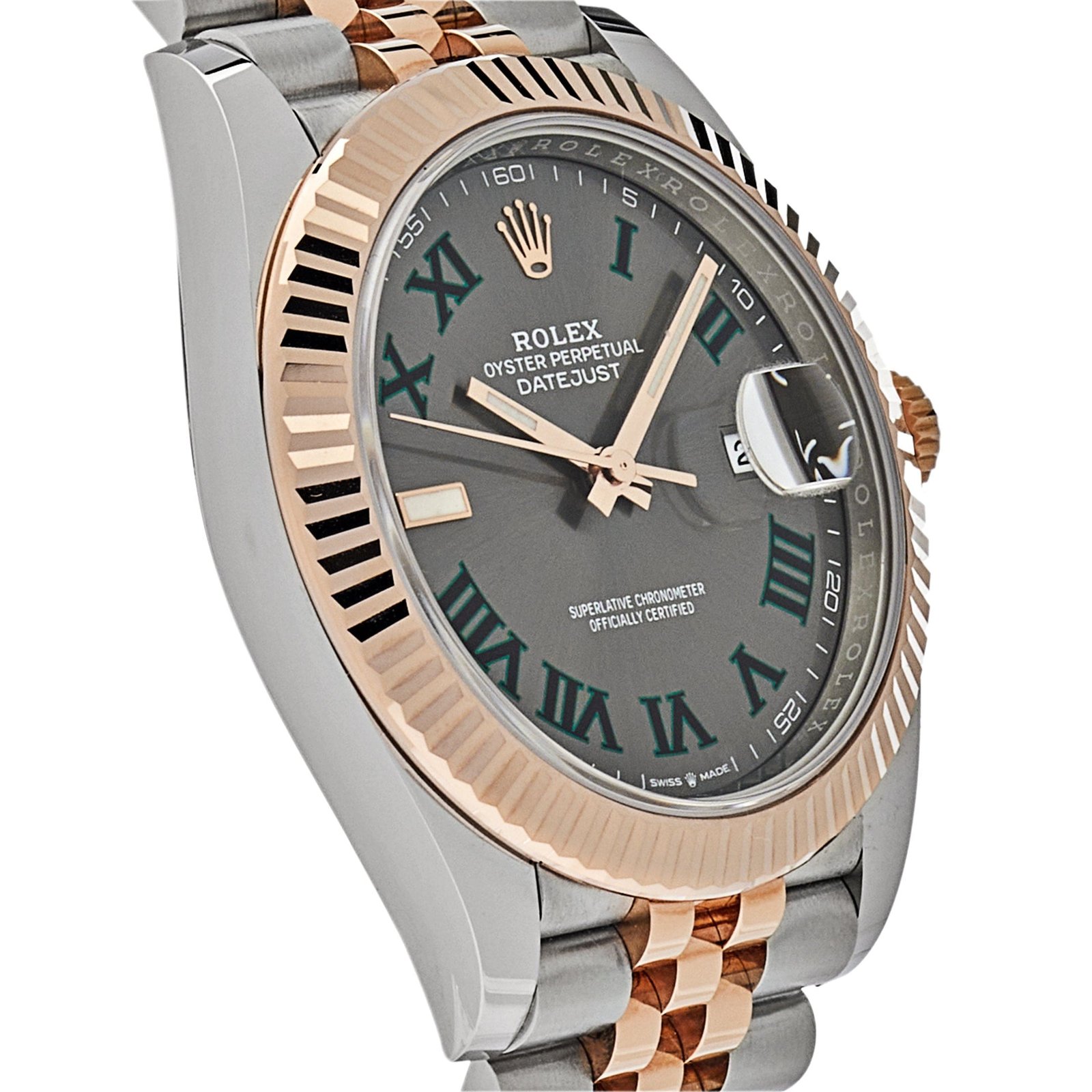 R01ex Datejust 41 126331 Rose Gold Stainless Steel Wimbledon Dial Jubilee