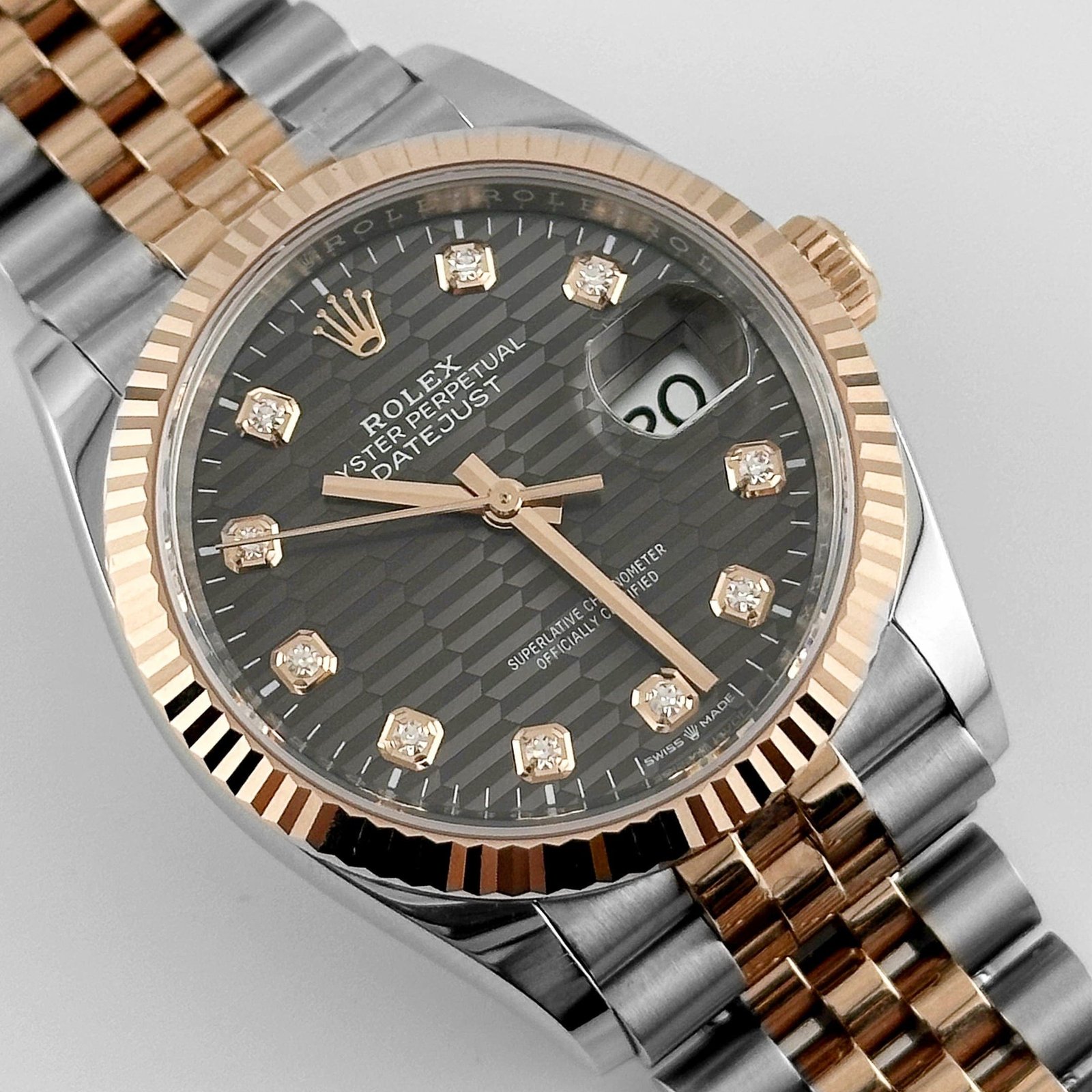 R01ex Datejust 36 126231 Rose Gold Stainless Steel Slate Motif D1am0nd Dial (2023)