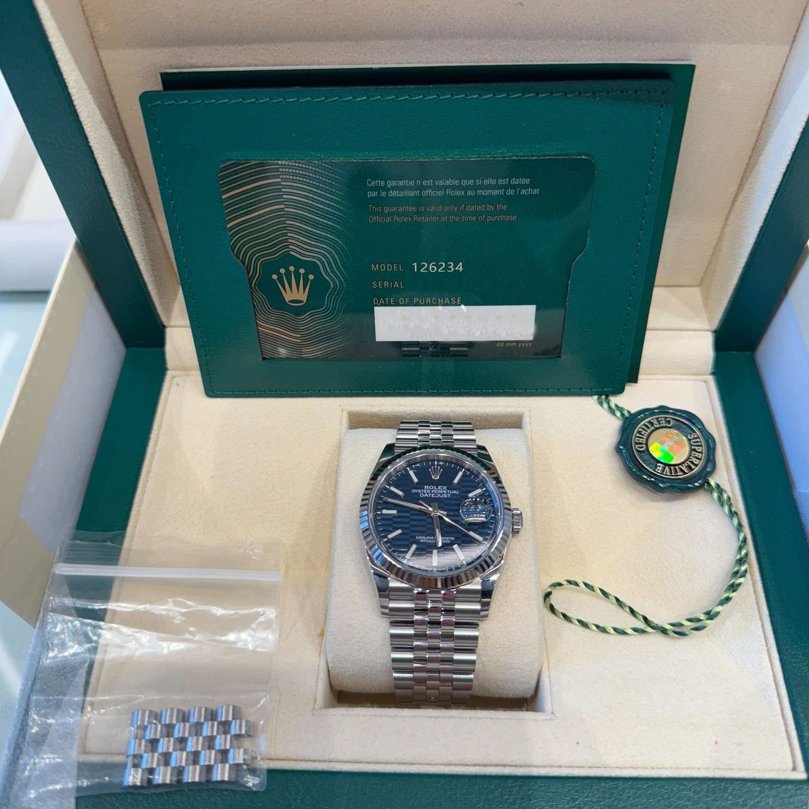 R01ex Datejust 36 126234 Stainless Steel Blue Motif Dial Jubilee (2023)