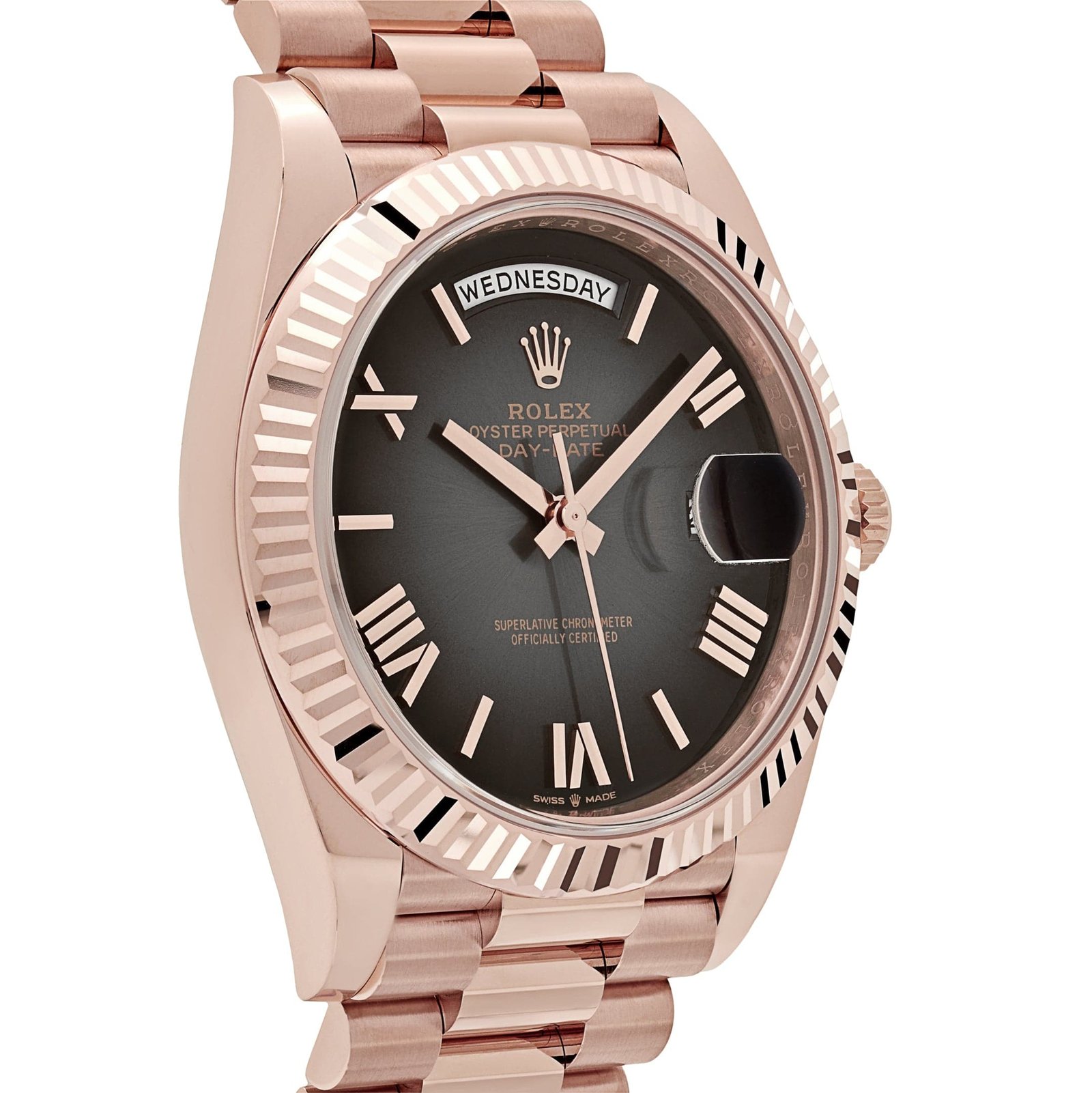 R01ex Day-Date 40 228235 Rose Gold Slate Ombre Dial