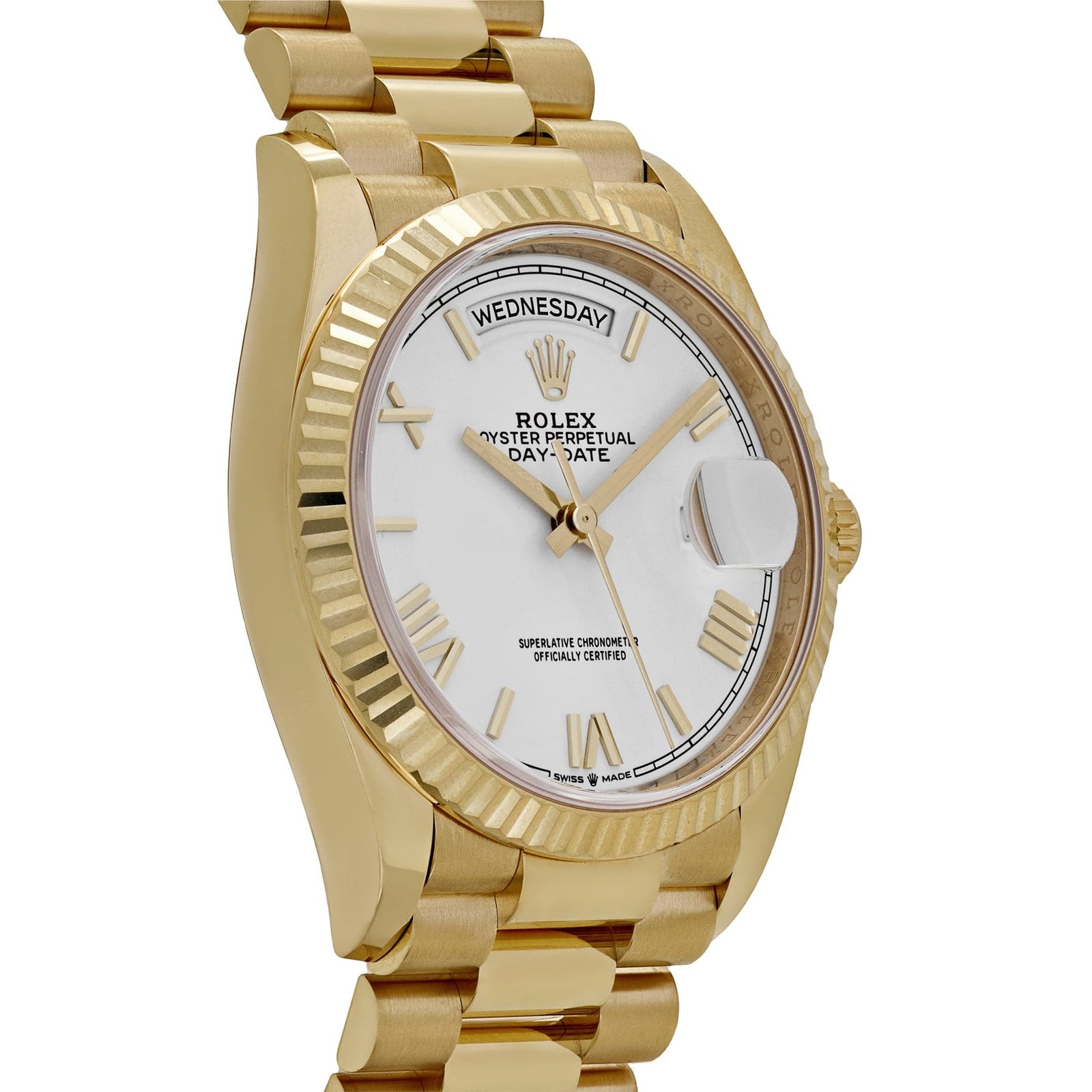 R01ex Day-Date 36 128238 Yellow Gold White Dial (2022)