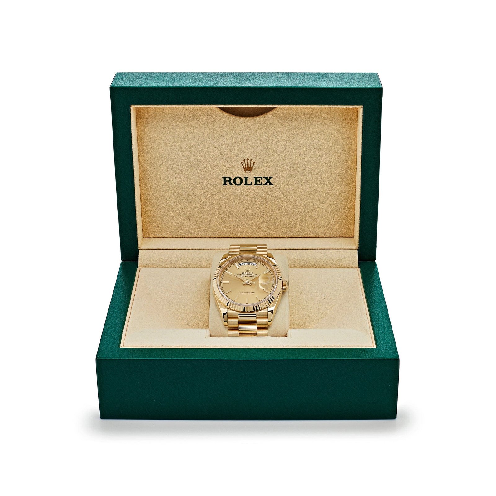 R01ex Day-Date 36 128238 Yellow Gold Champagne Dial