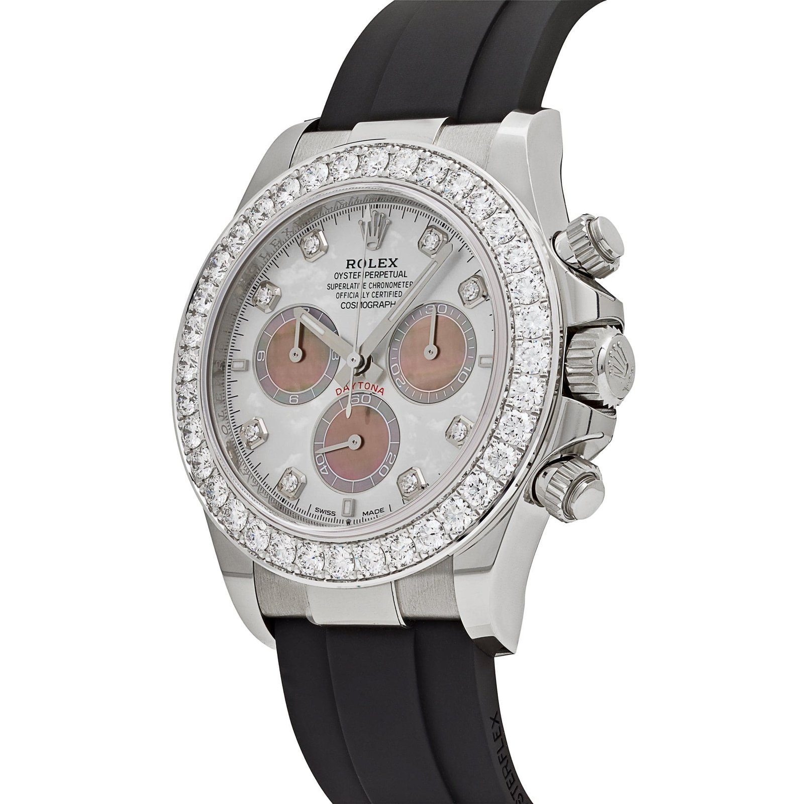 R01ex Daytona 126589RBR White Gold D1am0nd Mother of Pearl Dial D1am0nd Bezel