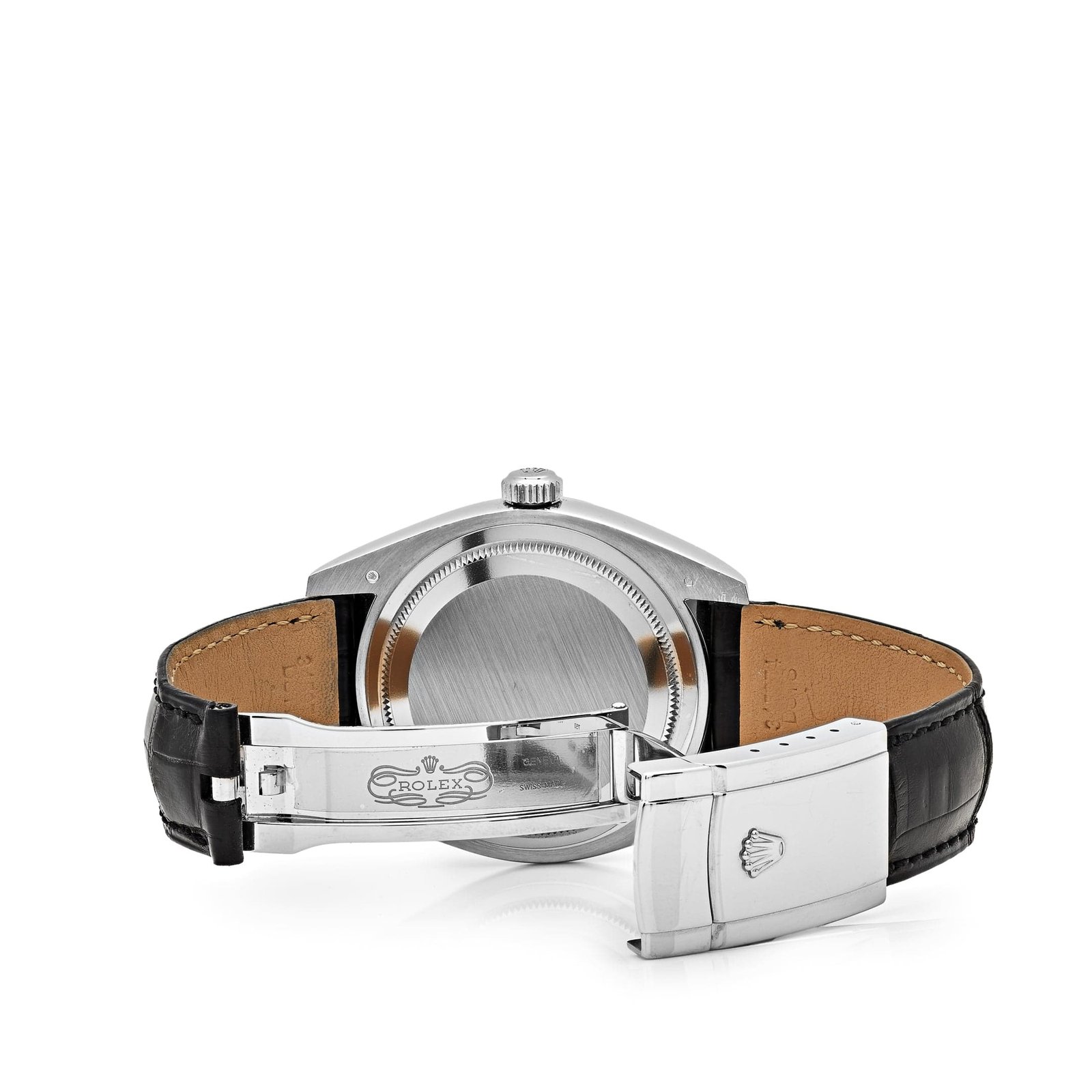 R01ex Sky-Dweller 326139 White Gold Black Dial Leather Strap