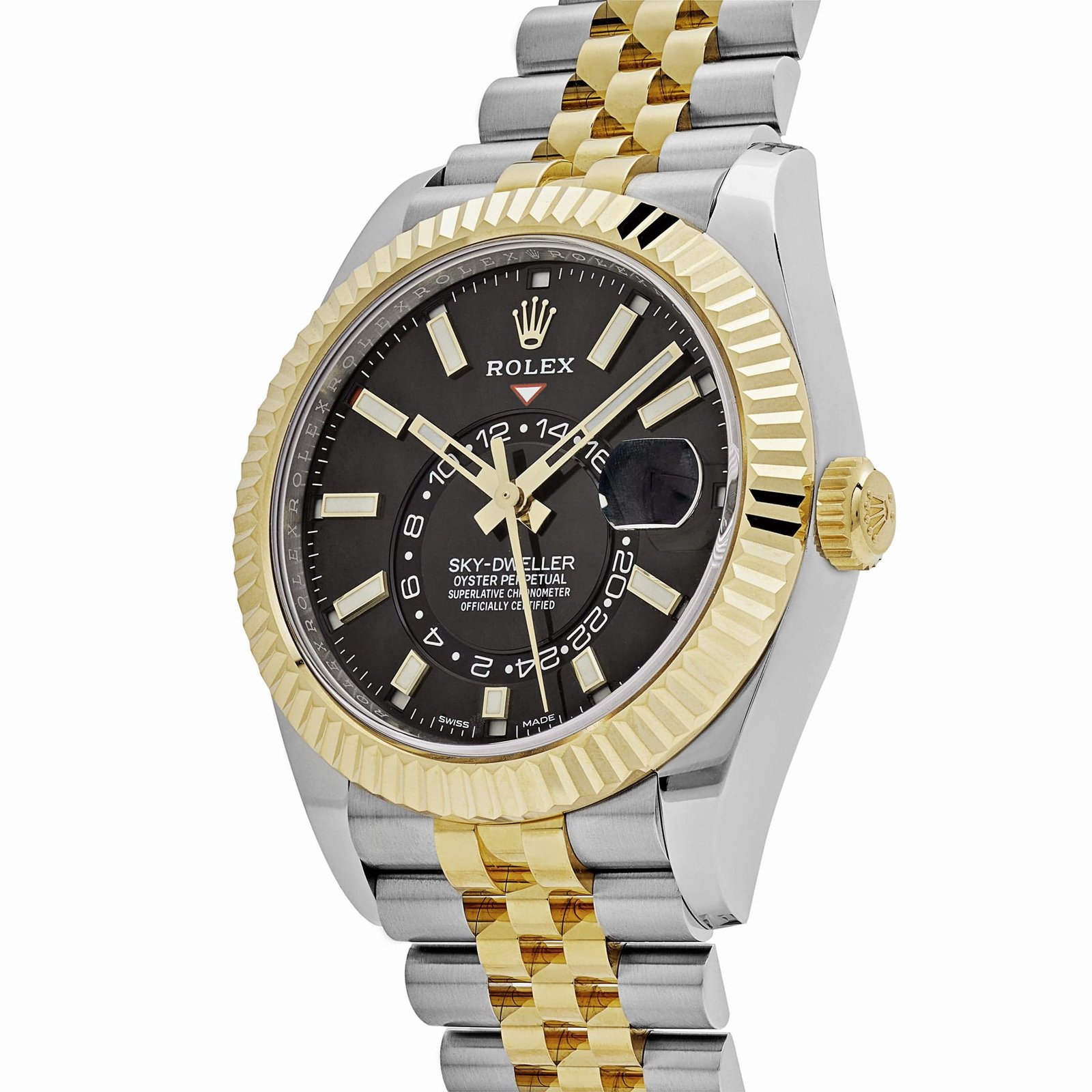 R01ex Sky-Dweller 336933 Stainless Steel Yellow Gold Jubilee Black Dial (2024)