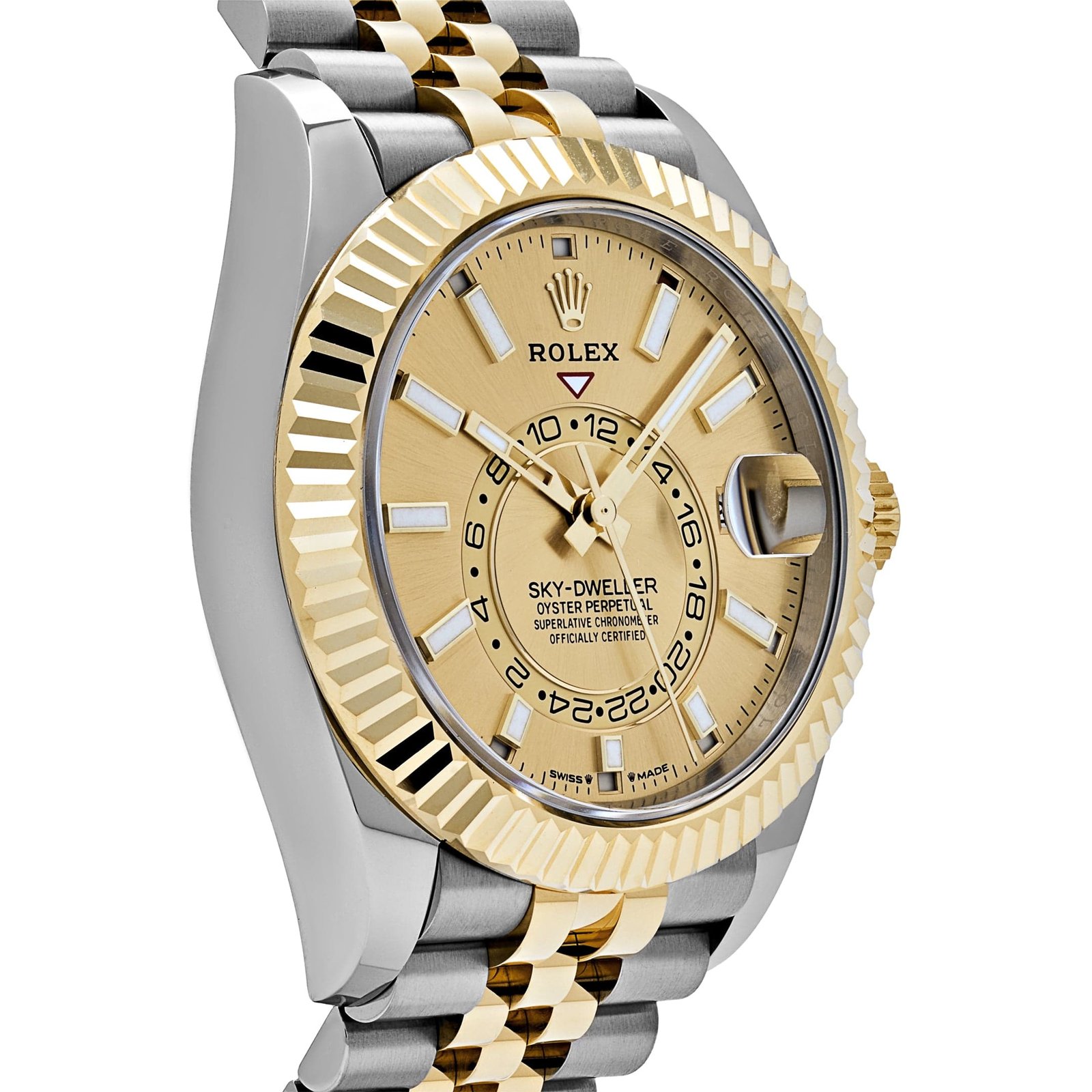 R01ex Sky-Dweller 336933 Stainless Steel Yellow Gold Jubilee Champagne Dial (2024)