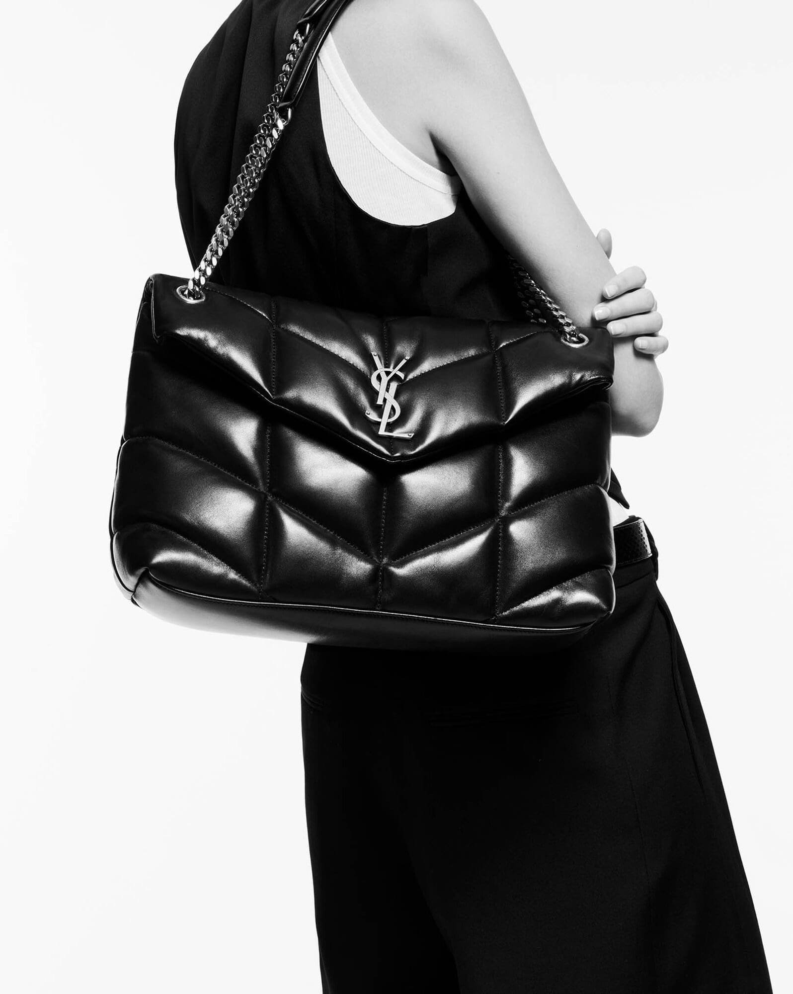 Sa1nt Lau*nt PUFFER MEDIUM BAG IN QUILTED NAPPA LEATHER