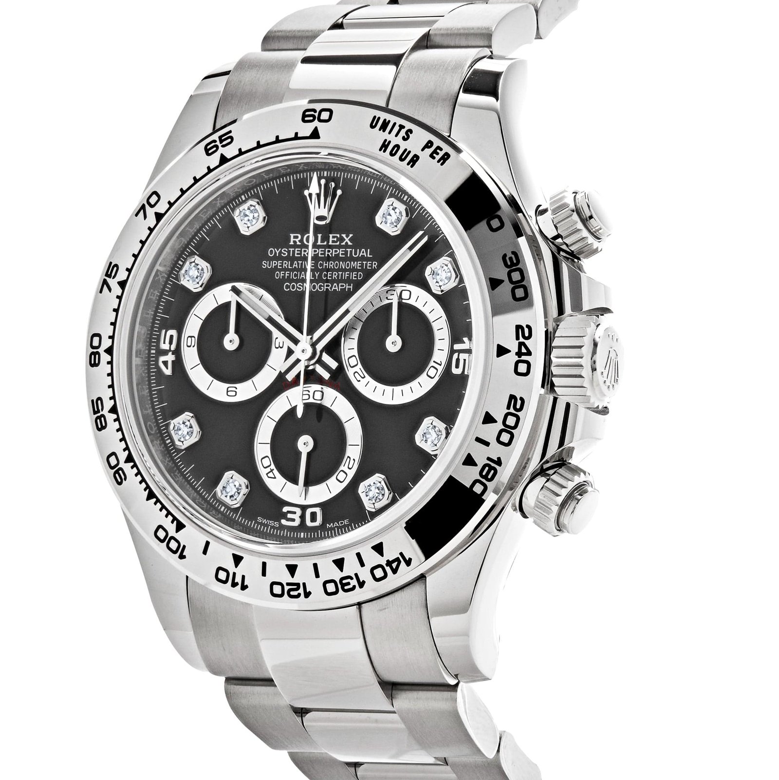 R01ex Daytona 116509 White Gold Black D1am0nd Dial