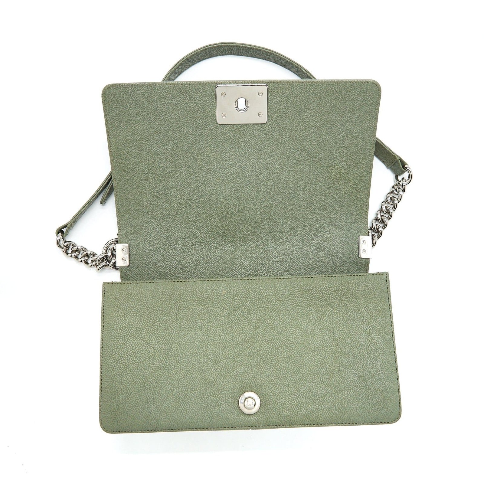 Ch**el MEDIUM BOY BAG CAVIAR LIGHT GREEN