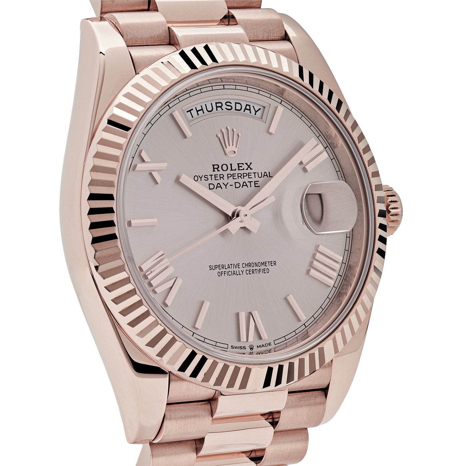 R01ex Day-Date 40 228235 Rose Gold Sundust Roman Dial (2023)